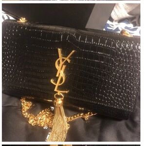 YSL Medium Kate Croc Embossed Crossbody